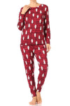Plaid Christmas Trees Fleece Lined Lounge Pajama Set Pants and Shirt