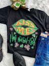 Lucky &amp; Blessed Kiss Me I&#39;m Irish-ish Irish Lips Front Print Unisex T-Shirt