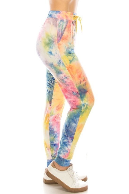 Multi Color Tie Dye Print Soft Lounge Jogger Pants