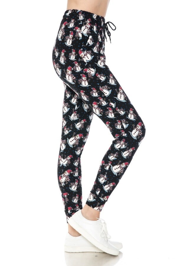 Snowman Print Soft Lounge Jogger Pants