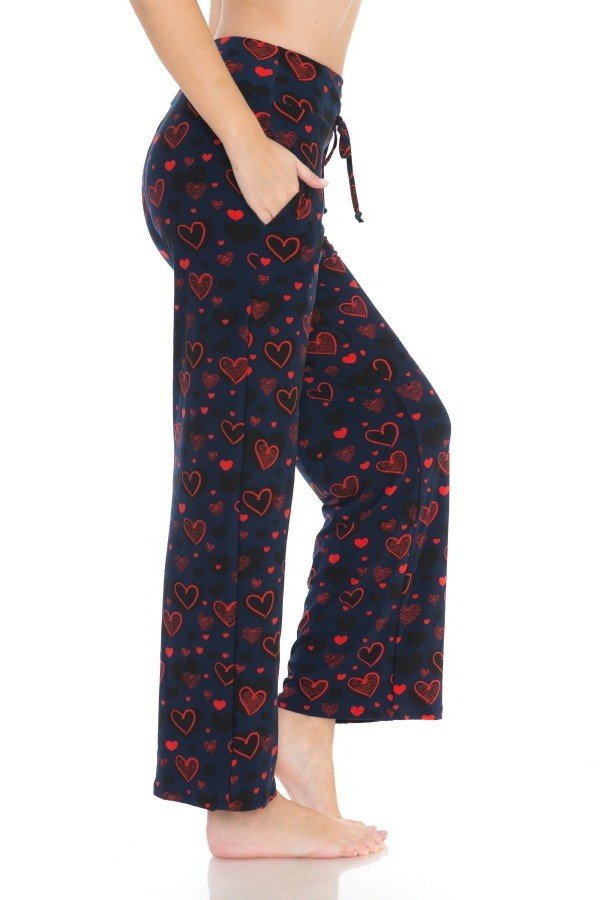 Red Heart Print Soft Lounge Pajama Pants