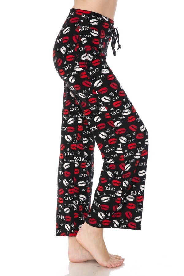 XOXO Lips Print Comfortable Soft Lounge Pajama Pants - SimplyCuteTees