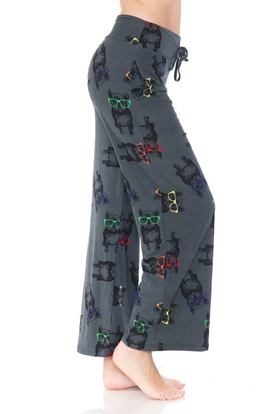 Dog with Glasses Print Soft Lounge Pajama Pants