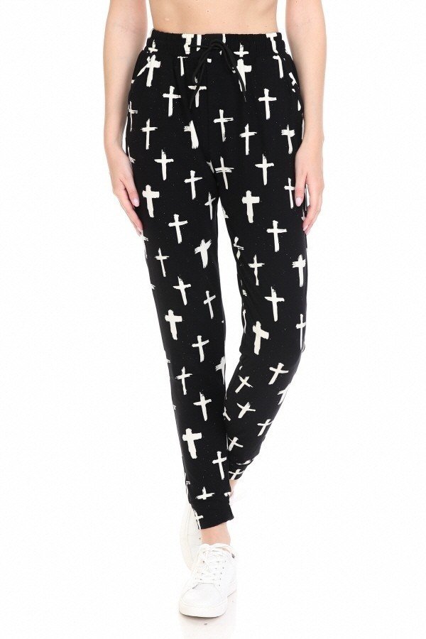 Cross Print Soft Lounge Jogger Pants
