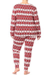 Christmas Fair Isle Santa Fleece Lined Lounge Pajama Set Pants and Shirt