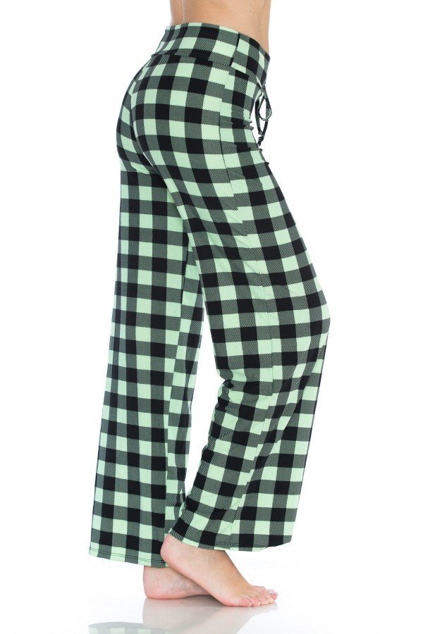 Green Checkered Print Comfortable Soft Lounge Pajama Pants