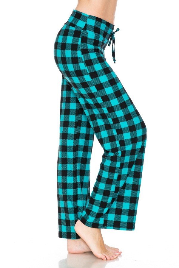 SALE Turquoise & Black Checkered Comfortable Soft Lounge Pajama Pants