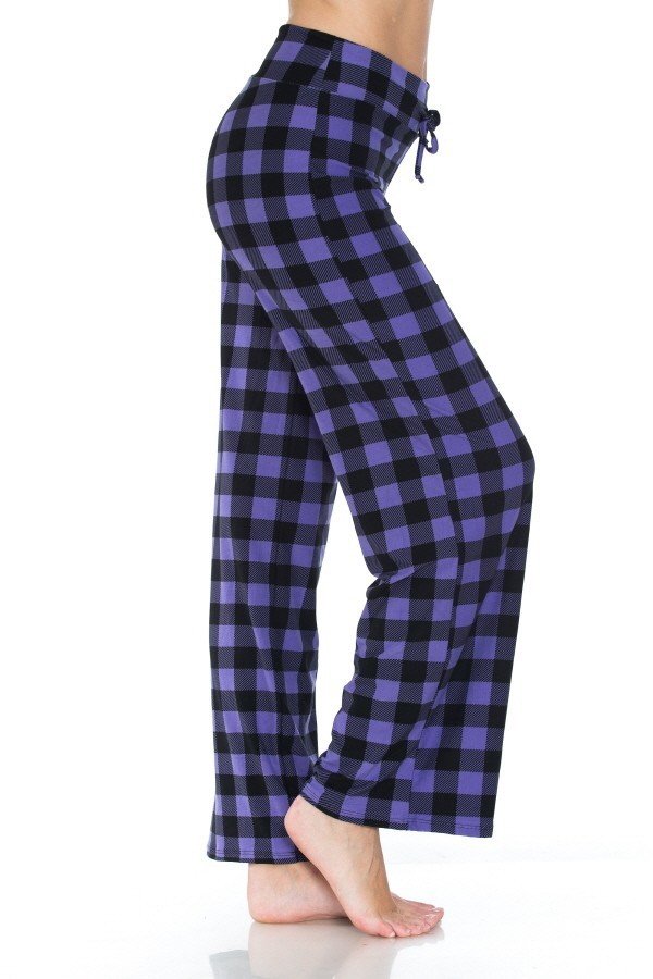 Purple &amp; Black Checkered Comfortable Soft Lounge Pajama Pants