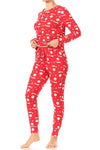 Christmas Santa Snowflakes Fleece Lined Lounge Pajama Set Pants and Shirt