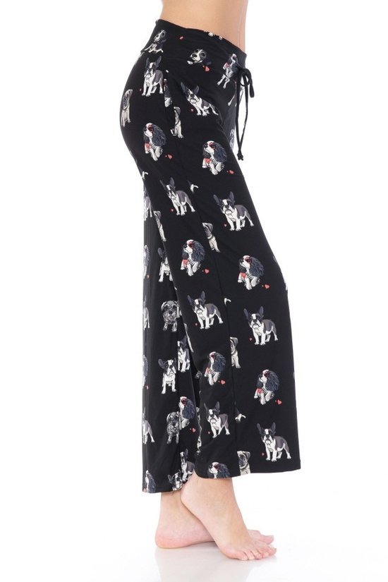 Dogs with Hearts Print Soft Lounge Pajama Pants
