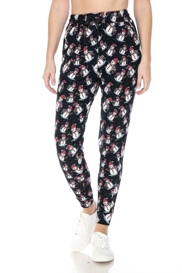 Snowman Print Soft Lounge Jogger Pants