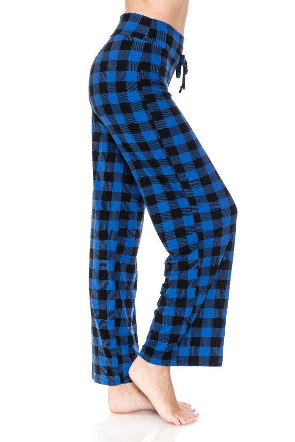 Blue \u0026 Black Checkered Comfortable Soft Lounge Pajama Pants - SimplyCuteTees