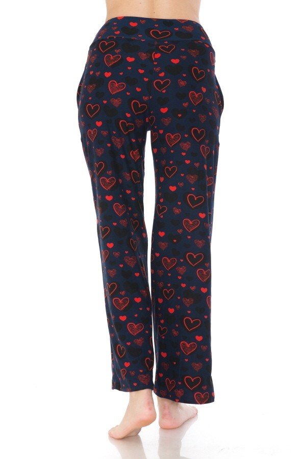 Red Heart Print Soft Lounge Pajama Pants