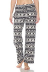 Christmas Black &amp; White Fair Isle Print Comfortable Soft Lounge Pajama Pants