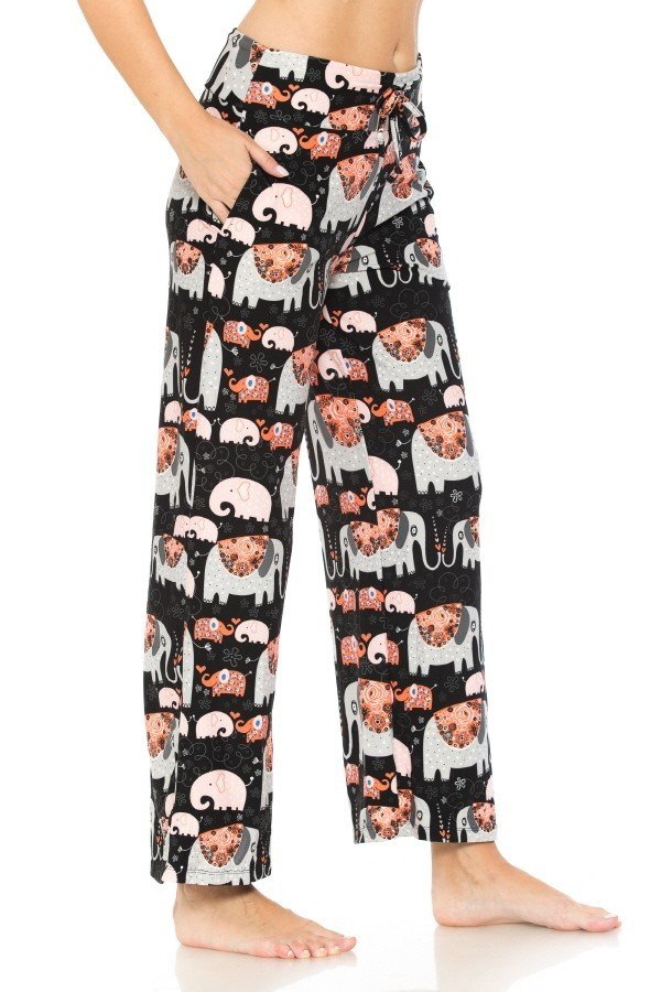 Elephant Heart Print Comfortable Soft Lounge Pajama Pants