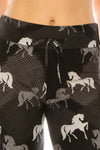 Black White &amp; Gray Horse Print Comfortable Soft Lounge Pajama Pants