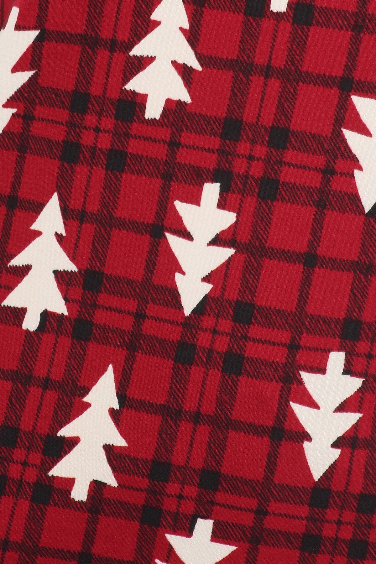 Plaid Christmas Trees Fleece Lined Lounge Pajama Set Pants and Shirt