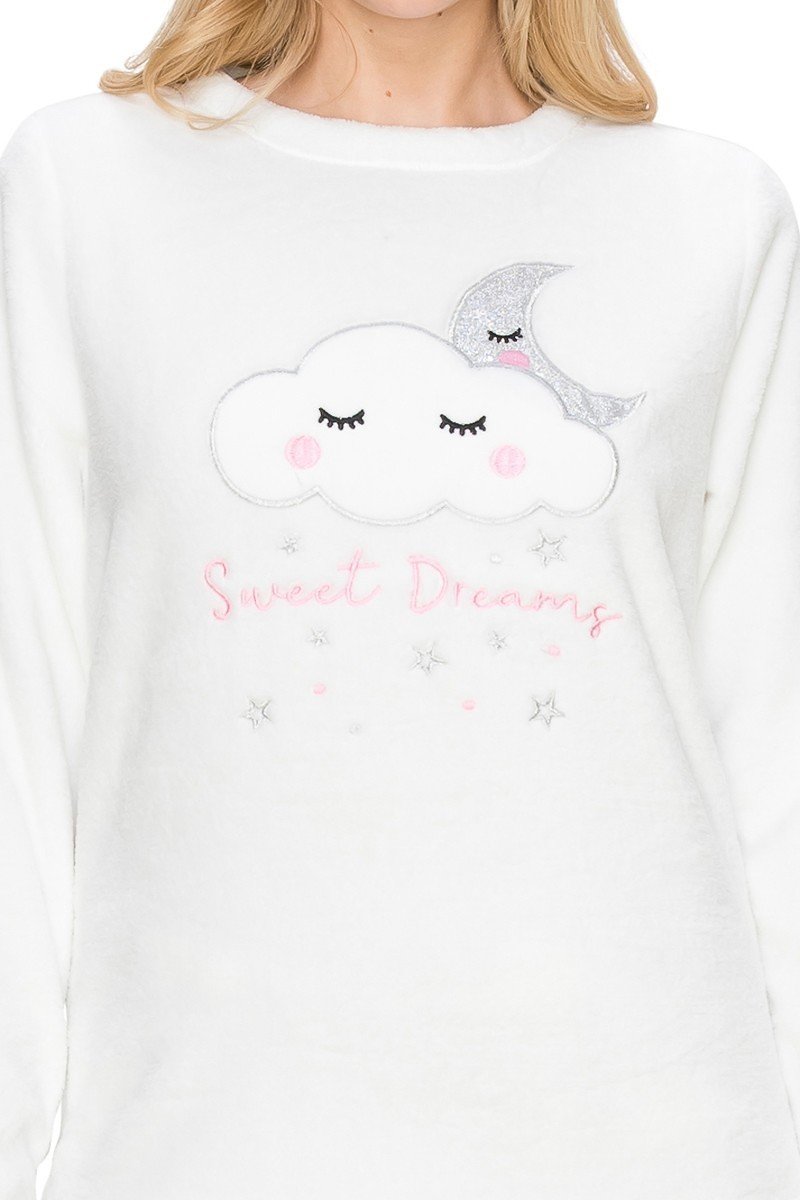 Sweet Dreams Fuzzy Lounge Pajama Set Pants and Shirt