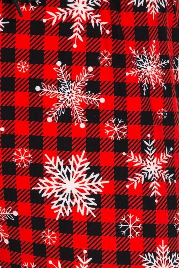 Plaid Snowflake Print Soft Lounge Jogger Pants
