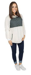 Simply Southern Pullover Quilted Preppy Sherpa Cream Long Sleeve Sweatshirt Jacket Sweater