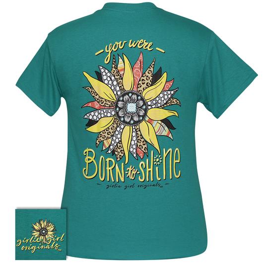 Girlie Girl Originals Preppy Born to Shine Pattern Sunflower T-Shirt