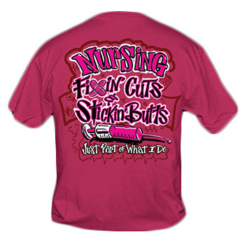 Sweet Thing Funny Nurse Fixin Cuts Neon Pink RN CNA LPN Girlie Bright T-Shirt - SimplyCuteTees