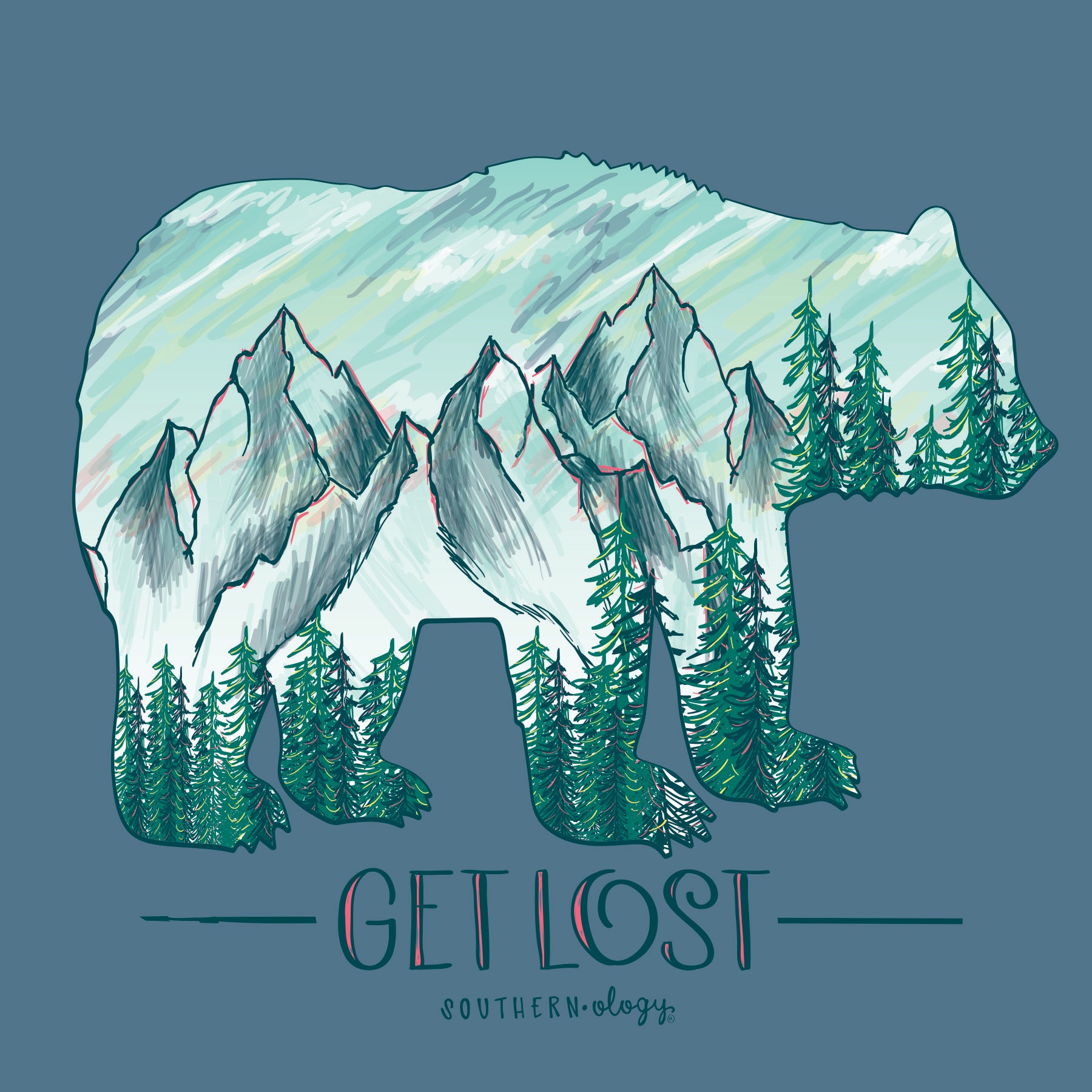 Southernology Get Lost Mountain Bear Comfort Colors T-Shirt