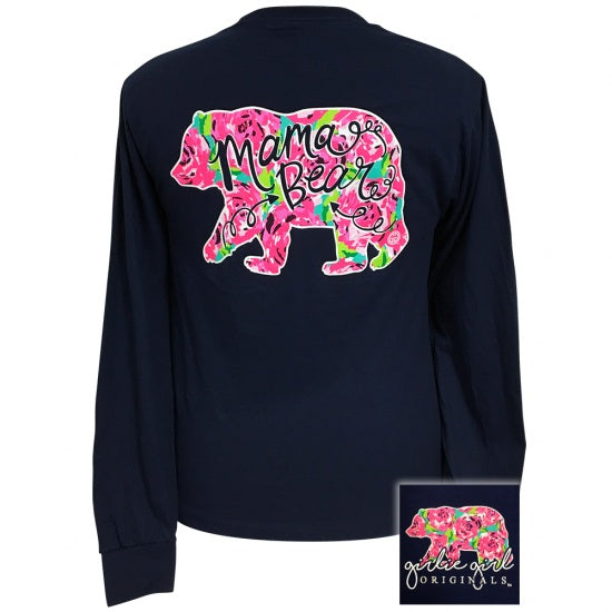 Girlie Girl Originals Preppy Watercolor Mama Bear Long Sleeve T-Shirt