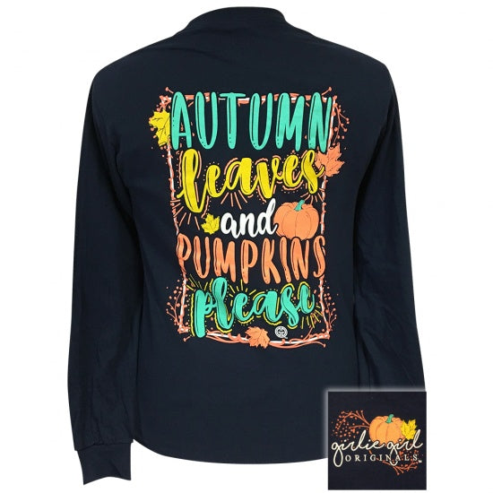 Sale Girlie Girl Originals Autumn Leaves Fall Long Sleeve T-Shirt