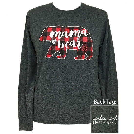 Girlie Girl Originals Preppy Plaid Mama Bear Long Sleeve T-Shirt