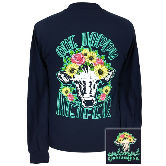 Girlie Girl Originals Preppy One Happy Heifer Long Sleeve T-Shirt