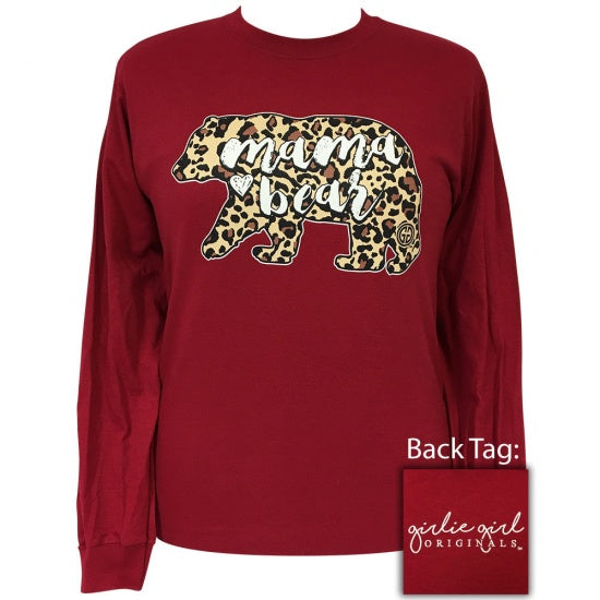 Girlie Girl Originals Preppy Mama Bear Leopard Long Sleeve T-Shirt