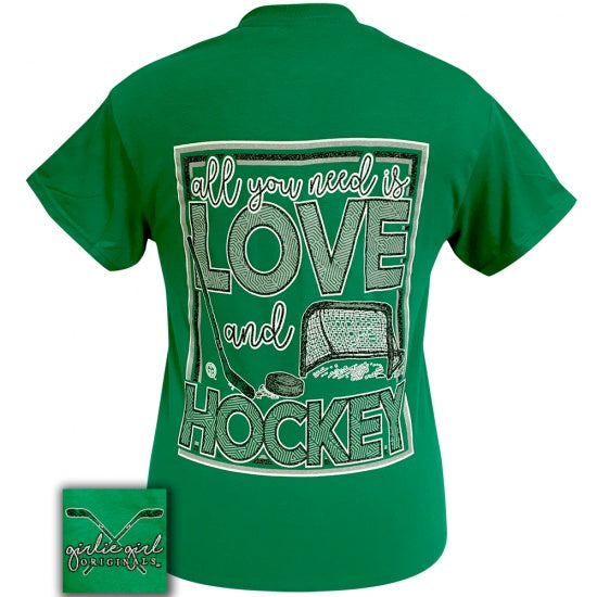 Sale Girlie Girl Originals Preppy All You Need Is Love And Hockey T-Shirt