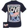 Girlie Girl Originals Preppy Love And The USA America T-Shirt - SimplyCuteTees