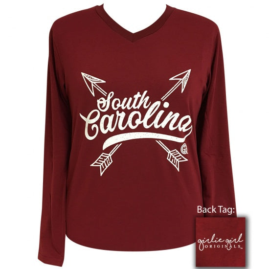 Girlie Girl Preppy South Carolina Arrows V-Neck Long Sleeve T-Shirt - SimplyCuteTees