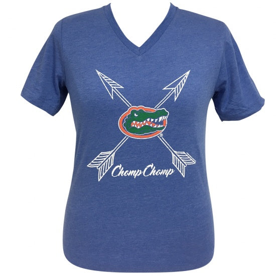Girlie Girl Preppy Florida Gators Chomp Arrows V-Neck T-Shirt