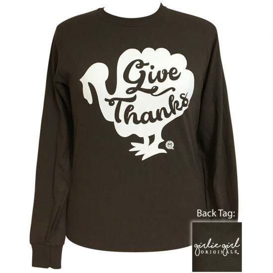 Girlie Girl Give Thanks Turkey Fall Long Sleeve T-Shirt