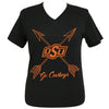 Girlie Girl Preppy Oklahoma State OSU Go Cowboys Arrows V-Neck T-Shirt - SimplyCuteTees