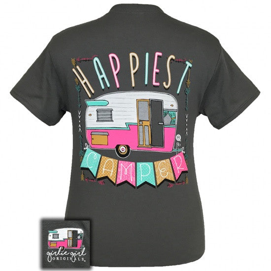 Girlie Girl Southern Originals Happiest Camper Charcoal T-Shirt