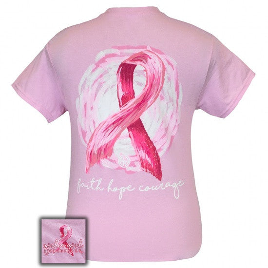 Girlie Girl Originals Faith Hope and Courage Breast Cancer T-Shirt - SimplyCuteTees