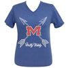 Girlie Girl Preppy Mississippi Ole Miss Rebels Hotty Toddy Arrows V-Neck T-Shirt - SimplyCuteTees