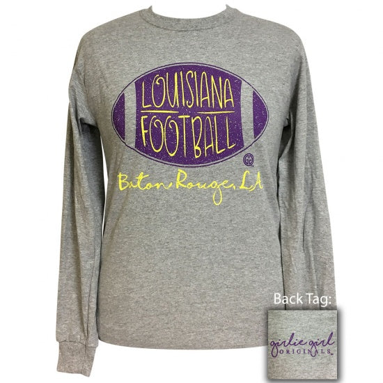 Girlie Girl Preppy Louisiana Football Long Sleeve T-Shirt - SimplyCuteTees