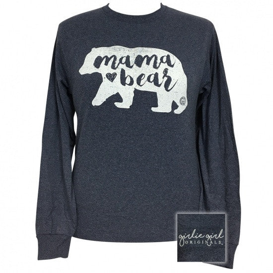 Girlie Girl Preppy Mama Bear Long Sleeve T-Shirt - SimplyCuteTees