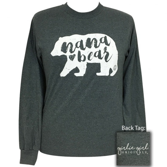 Girlie Girl Preppy Nana Bear Long Sleeve T-Shirt - SimplyCuteTees