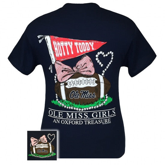 Mississippi Ole Miss Rebels Oxford Treasure Pearls Bow T Shirt