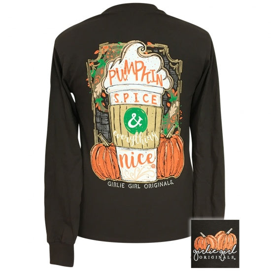 Girlie Girl Preppy Pumpkin Spice Fall Long Sleeve T-Shirt - SimplyCuteTees