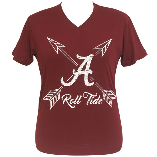 Girlie Girl Preppy Alabama Roll Tide V-Neck Red T-Shirt