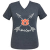 Girlie Girl Preppy Auburn War Eagle V-Neck T-Shirt