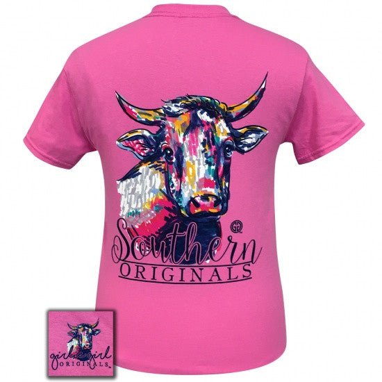 Girlie Girl Originals Preppy Watercolor Steer T-Shirt