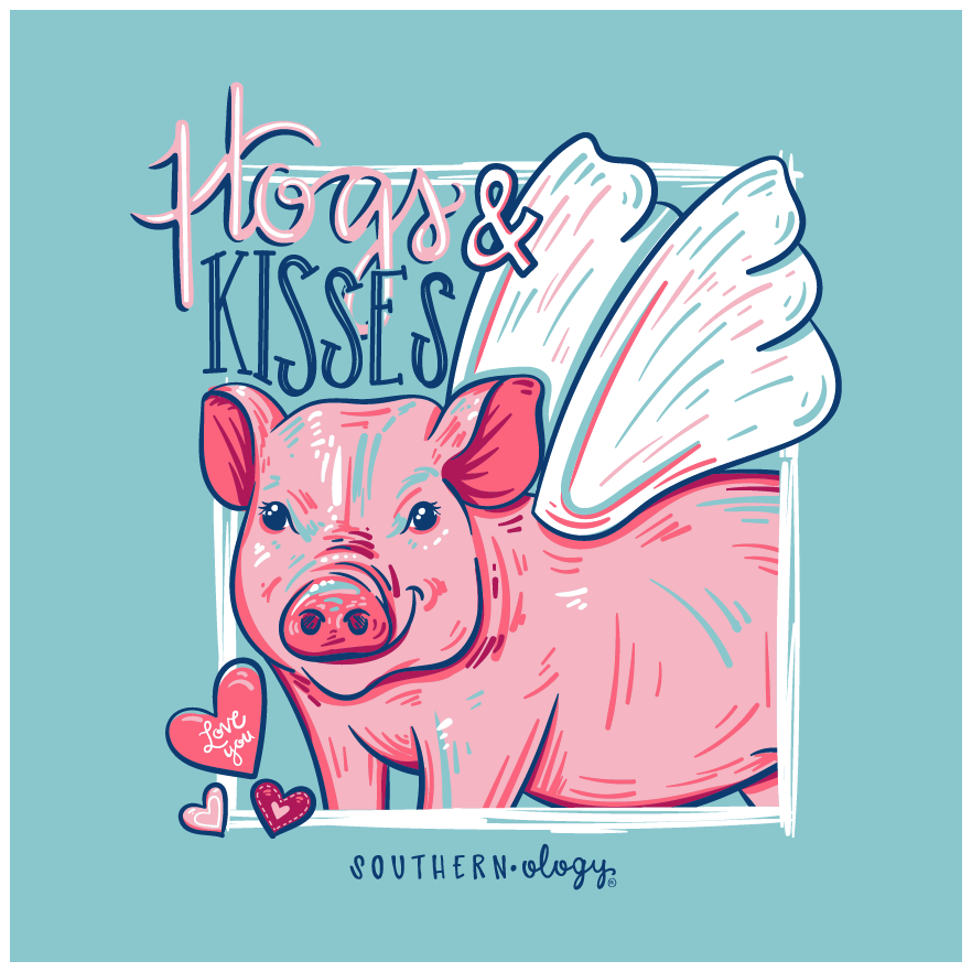 Southernology Hogs and Kisses Pig Comfort Colors T-Shirt